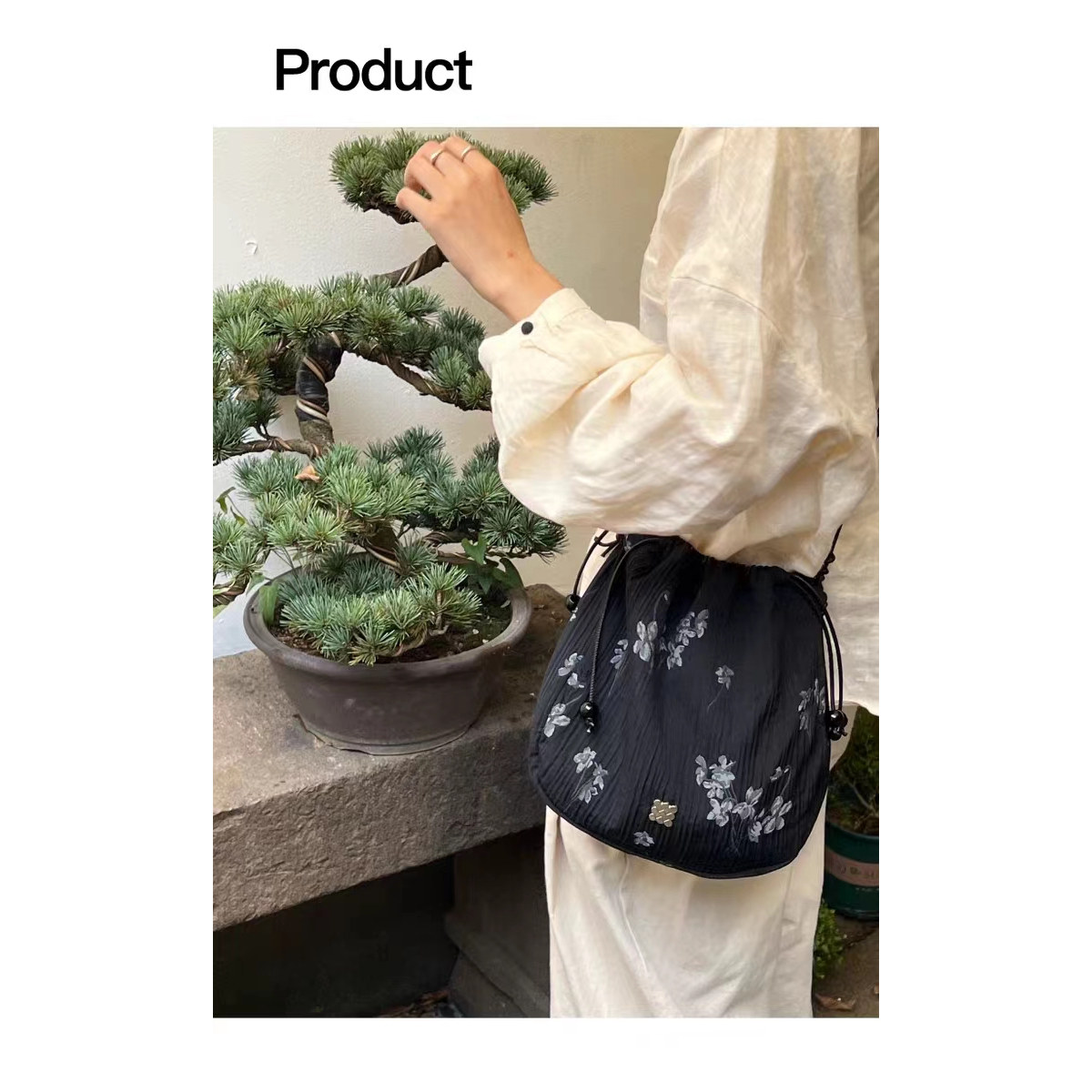 B056中式斜挎包手工布包纸样DIY图纸做包包的模板包包一比一纸样