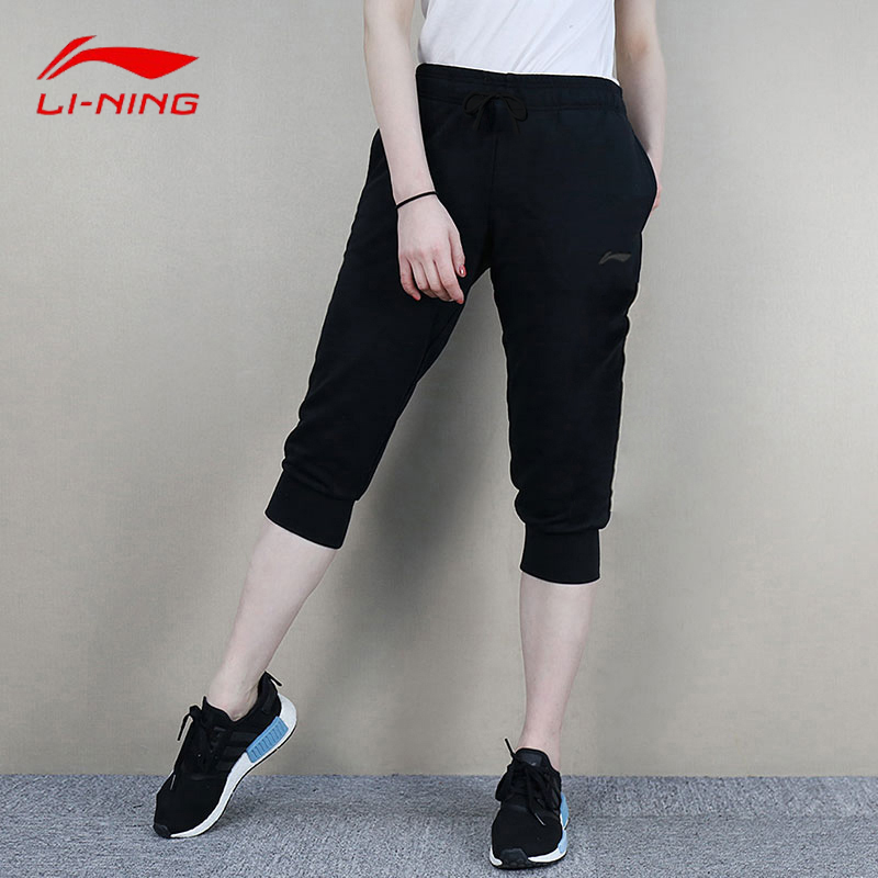 李宁七分裤女运动短裤子2023年春夏季新款纯棉透气韩版收口小脚裤