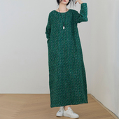 高级气质小香风袍子连衣裙原创超文艺宽松显瘦大码 保暖外套裙秋冬