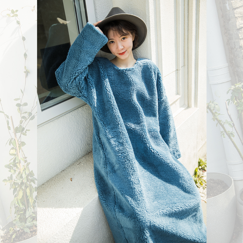 2024秋冬新款加厚保暖长裙女袍子