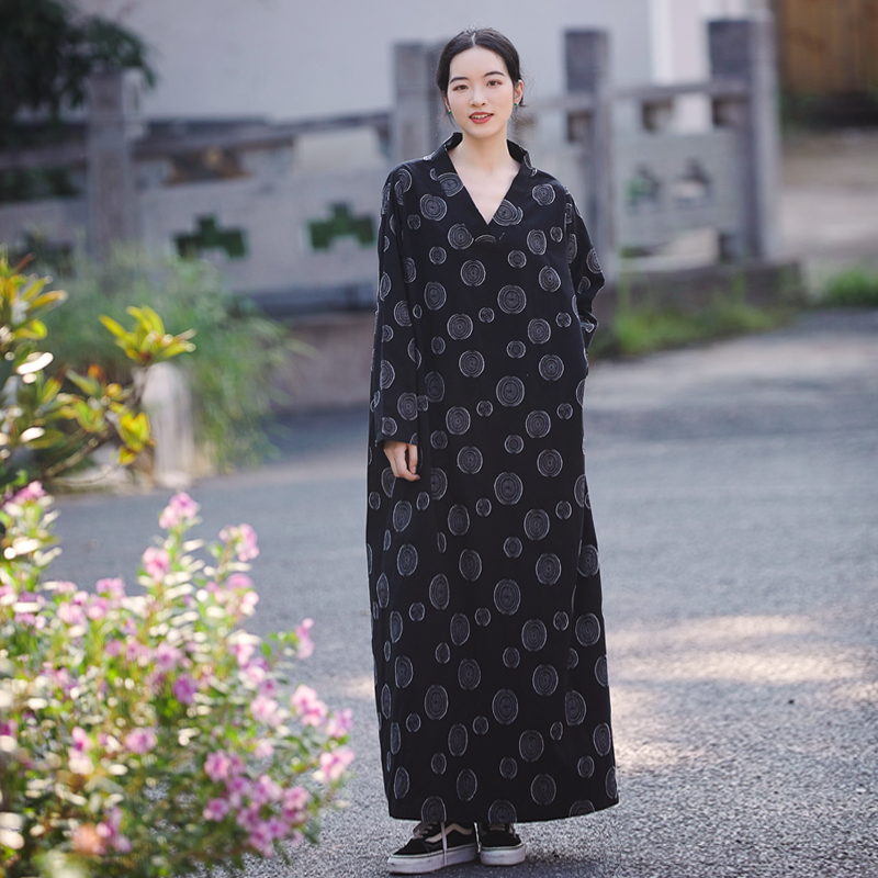 文艺简约宽松亚麻波点原创设计