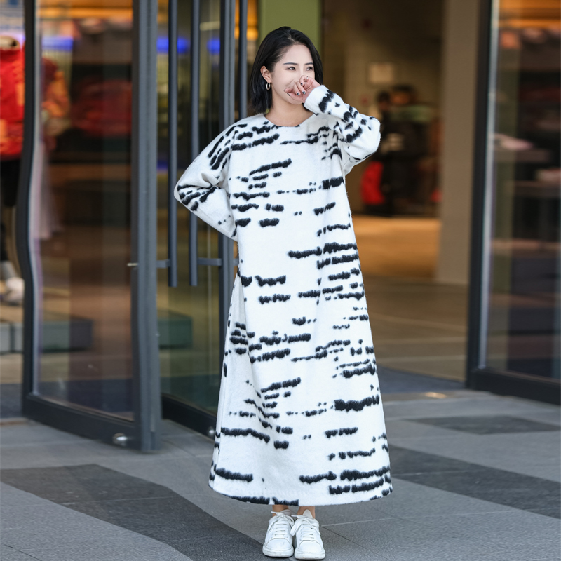 简约连衣裙宽松大码羊毛混纺原创