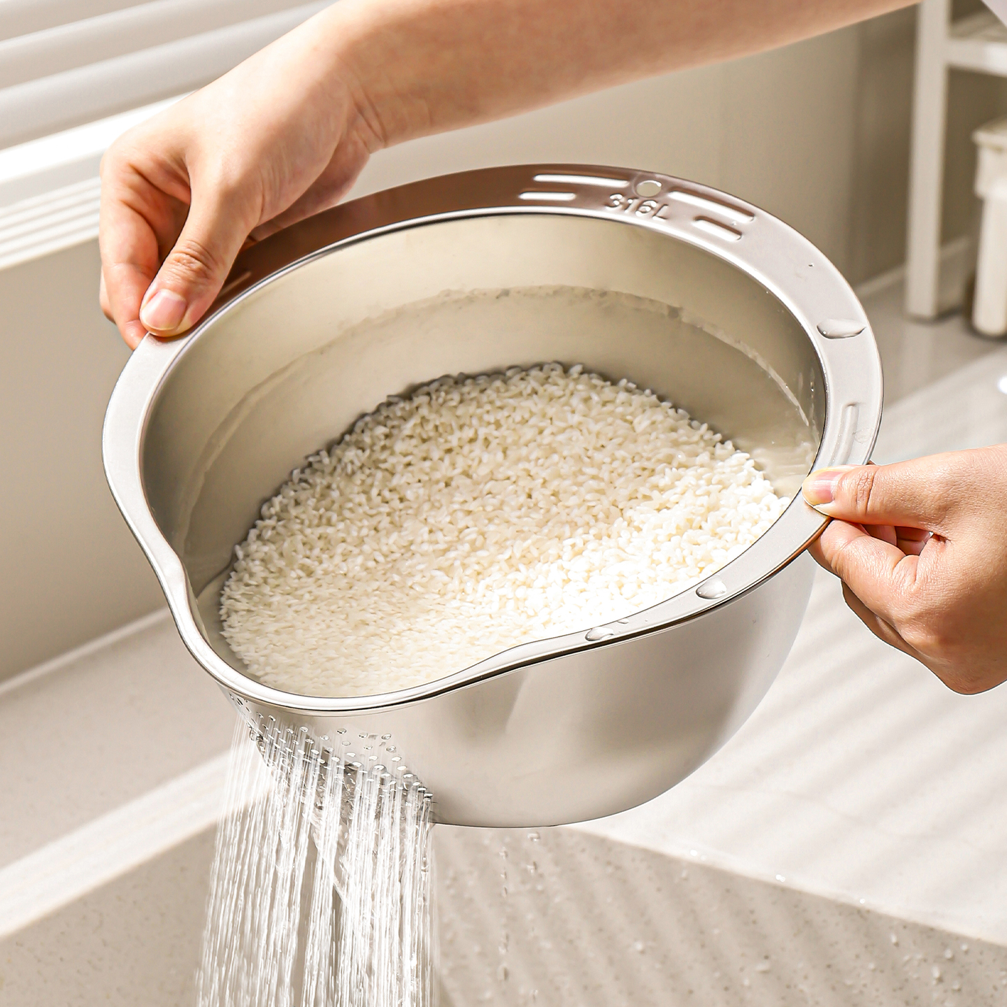 川岛屋316不锈钢淘米神器食品级