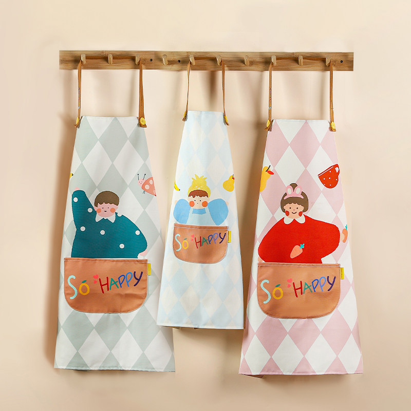 川岛屋亲子围裙厨房家用2026新款防水防油网红做饭可爱儿童围裙男