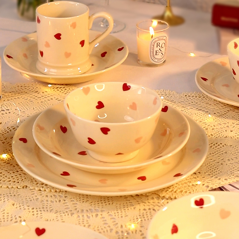 川岛屋爱心碗二人食餐具套装情侣