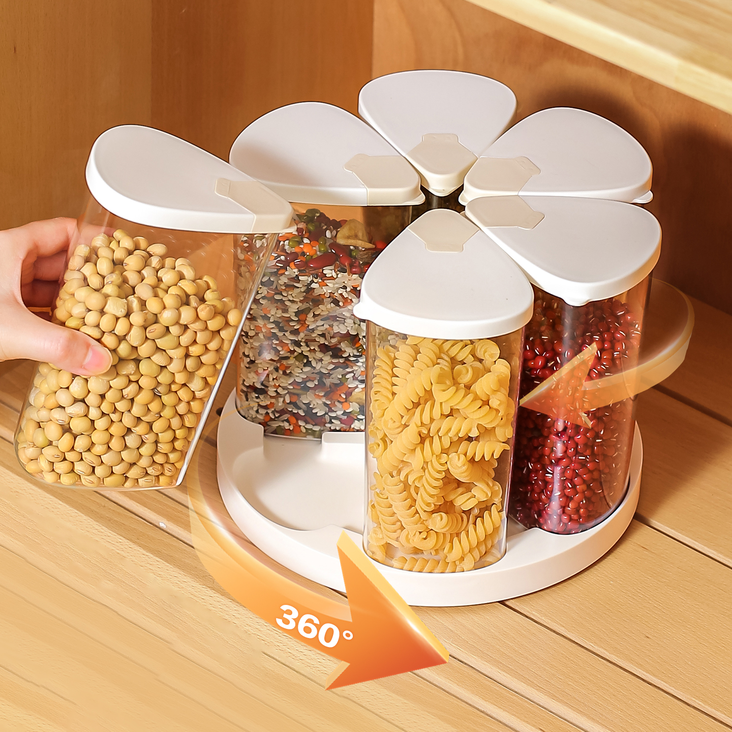 川岛屋旋转分格米桶杂粮收纳神器