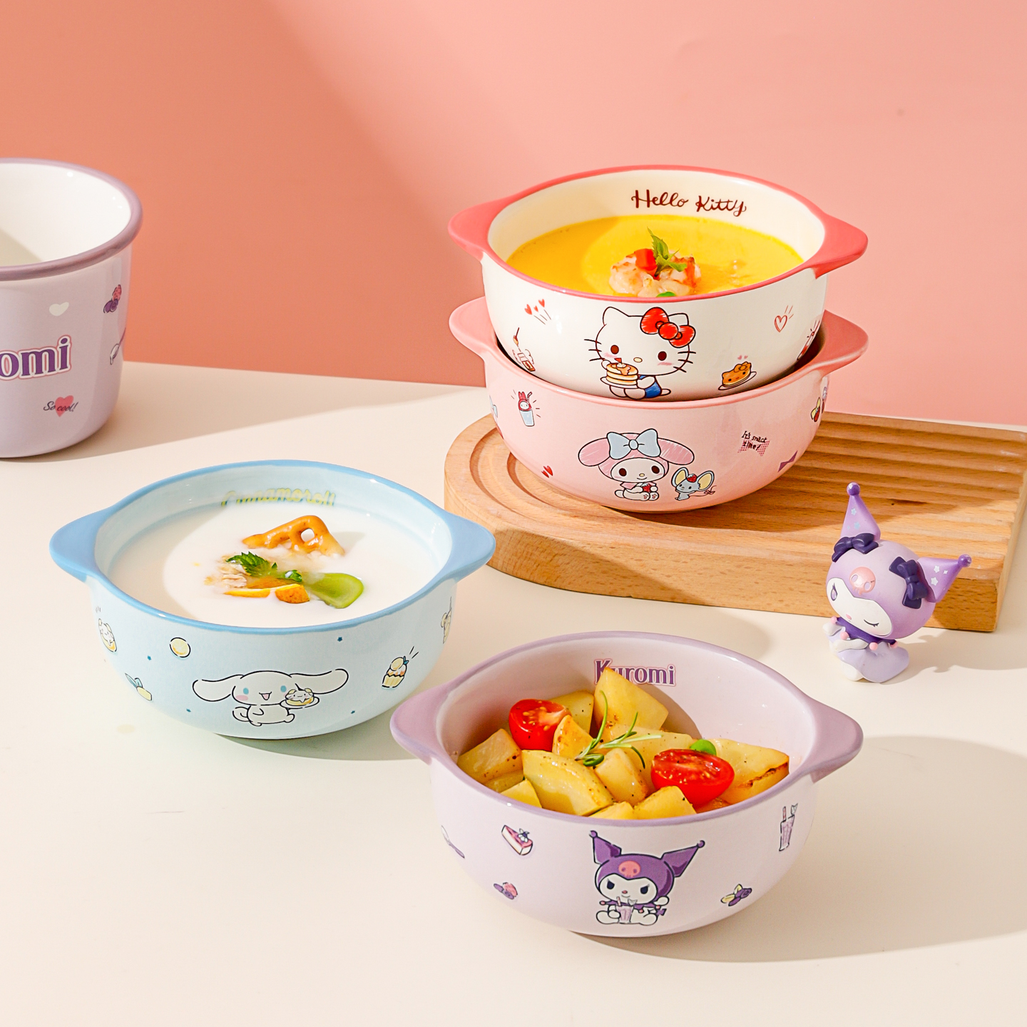 川岛屋三丽鸥双耳碗儿童陶瓷碗