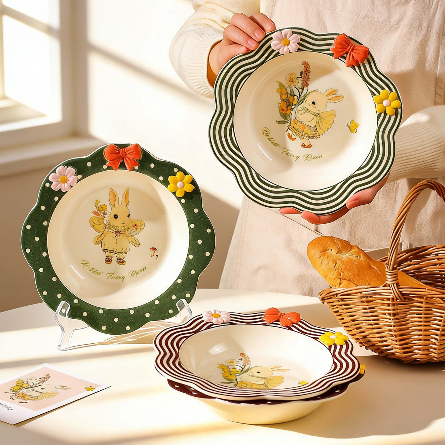 川岛屋可爱陶瓷盘子家用特别好看的早餐盘意面盘漂亮水果盘酸奶碗,餐饮具,盘,淘宝优惠券,粉丝福利购,淘宝优惠卷