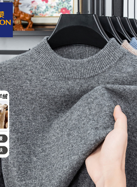 罗蒙男装秋冬厚款中老年男士半高领纯山羊绒羊毛衫套头保暖毛衣男