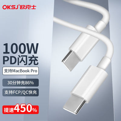 OKSJ 【100w】type-c数据线双头PD100W超级快充ctoc充电器线 适用ipad苹果Mac笔记本华为小米安卓手机全新