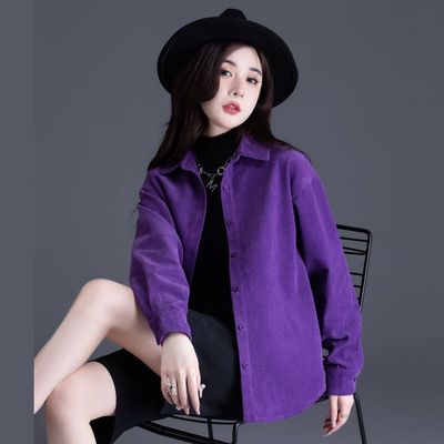 名范咖色灯芯绒衬衣内搭打底外套长袖超好看衬衫法式上衣早春款