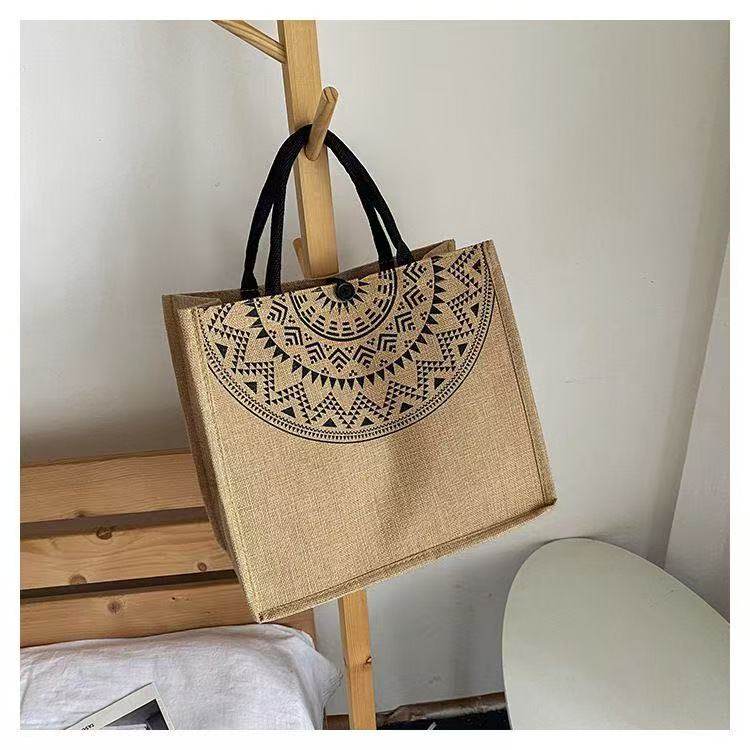 2026新款麻布手提包包大容量时尚亚麻托特手提袋简约通勤,箱包皮具/热销女包/男包,手拿包,淘宝优惠券,粉丝福利购,淘宝优惠卷