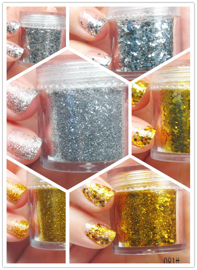 10g细闪粉七彩镭射银色美甲工具