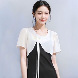 小披肩女外套夏季配裙子薄款2026新款时尚雪纺短款法式吊带裙罩衫