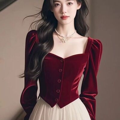 赫本风法式复古修身显瘦经典设计