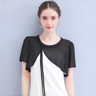 小披肩女外套夏季配裙子薄款2026新款时尚雪纺短款法式吊带裙罩衫