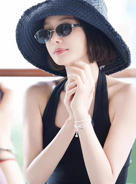 墨镜女高级感复古椭圆小框太阳镜