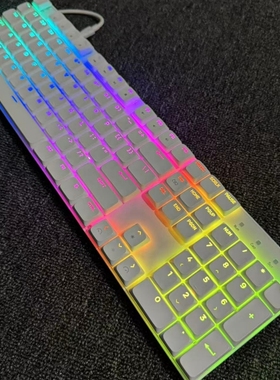 凡酷F104Pro超薄矮轴静音有线RGB机械键盘Mac奶油黄轴USB粉轴安静