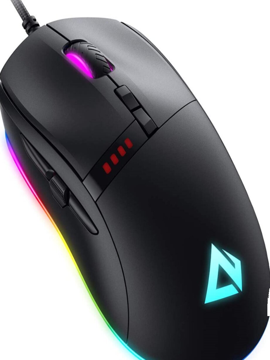 AUKEY F4 게임용 마우스 3325 칩 RGB 백라이트 유선 USB 소프트웨어 8 키 프로그래밍 가능 헛소리 왕