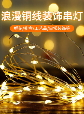 LED铜丝灯彩灯闪灯串灯带生日气氛灯生日鲜花束礼物满天星星装饰