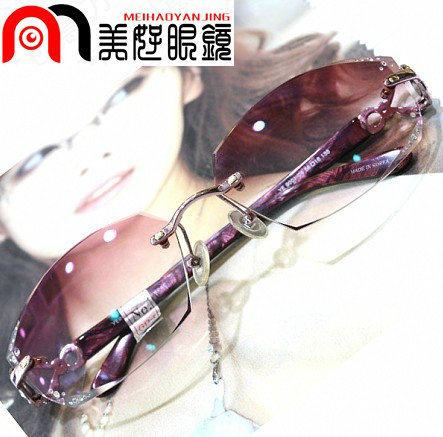 专柜正品】韩国YEIN魅影切边镶钻无框太阳眼镜 高档近视太阳镜694