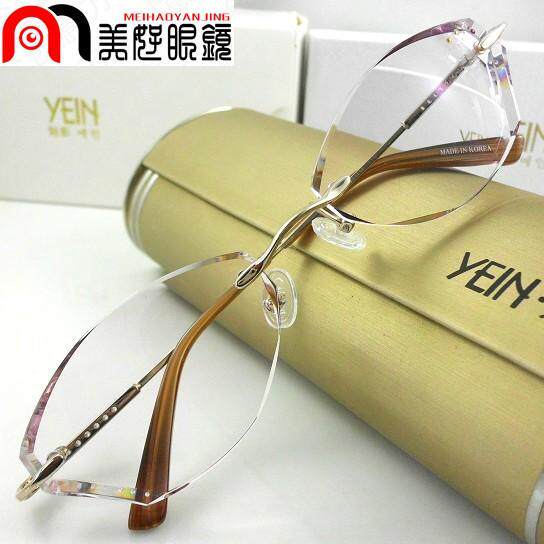 专柜正品 韩国YEIN魅影无框切边削边眼镜NO.24  水晶镶钻工艺眼镜