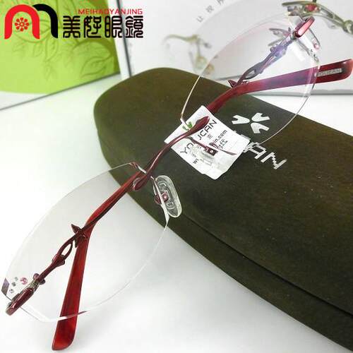 云克韩国无框切边镶钻近视眼镜