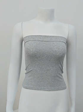 黑色95棉抹胸防走光遮胸内搭修身打底裹胸无肩带紧身短款背心女夏