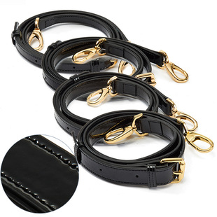 黑色镜面亮皮漆皮包包肩带针扣可调节单肩斜挎真皮箱包配件包带子