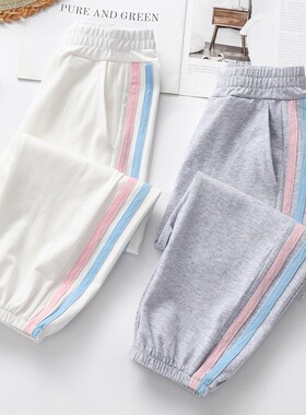 防蚊裤女童夏季裤子薄款新款儿童纯棉韩版运动休闲裤宝宝套装夏款