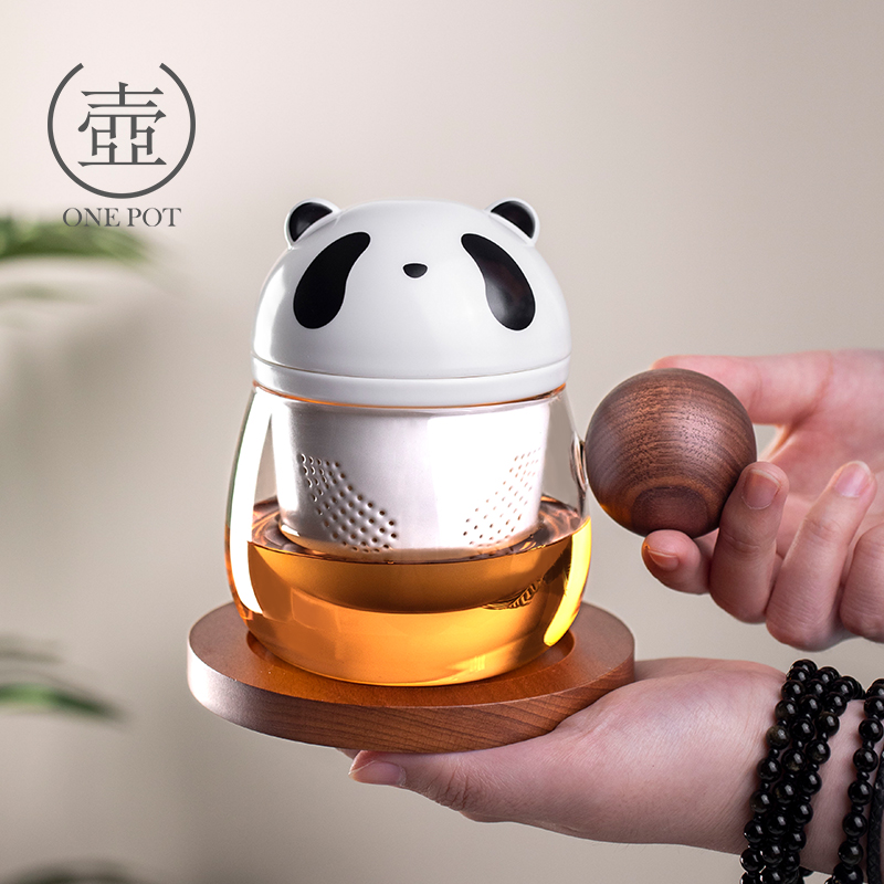 熊猫泡茶杯茶水分离创意咖啡杯
