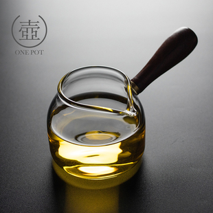 侧把玻璃公道杯茶漏套装 加厚耐热家用功夫茶 大小号茶海 公杯