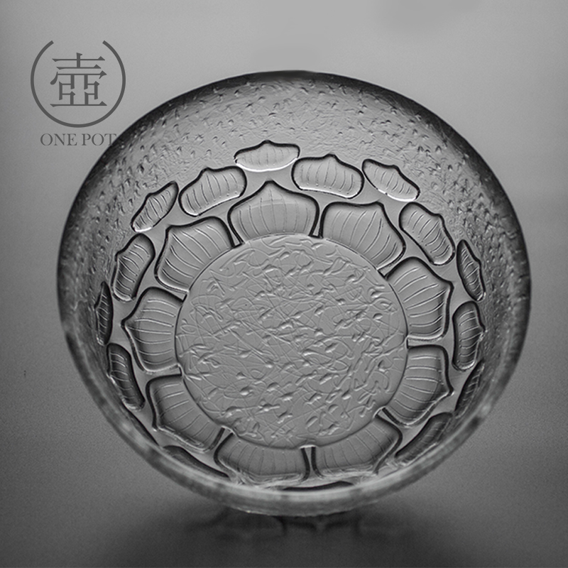 日式锤纹玻璃茶洗笔洗莲花水洗功夫茶具茶道配件洗茶杯碗耐高温杯