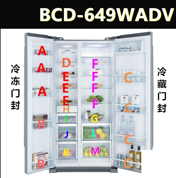 适用BCD-649WADV海尔冰箱配件冷藏冷冷抽屉/瓶座挂盒搁物架门封条