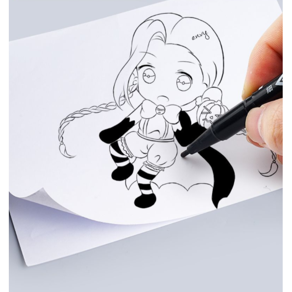 小双头油性记号笔勾线笔黑色马克勾线笔小学生儿童签到用粗细两头