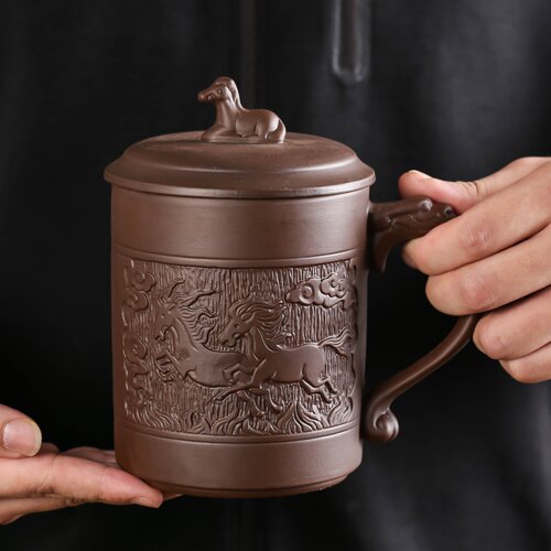 大号盖杯紫砂杯泡茶茶杯手工茶具家用紫砂杯陶瓷喝茶杯茶具办公杯