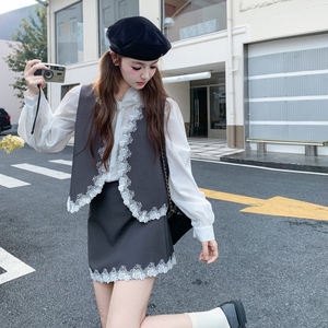 好买 早春学院风裙子衬衫三件套2C355-9101-P195-K318图片