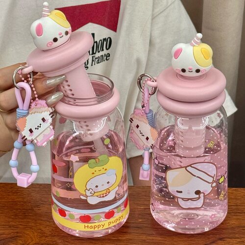可爱猫咪大容量便携吸管杯
