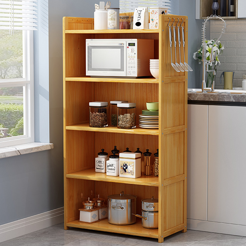 微波炉电器加厚实木置物架多功能