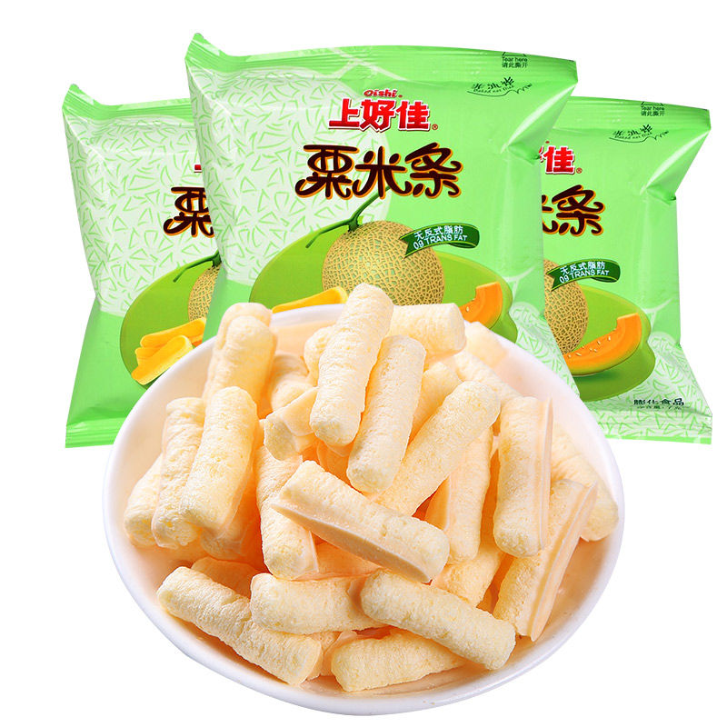 上好佳粟米条哈密瓜味7g/袋休闲膨化零食甜点小吃薯条零食大礼包