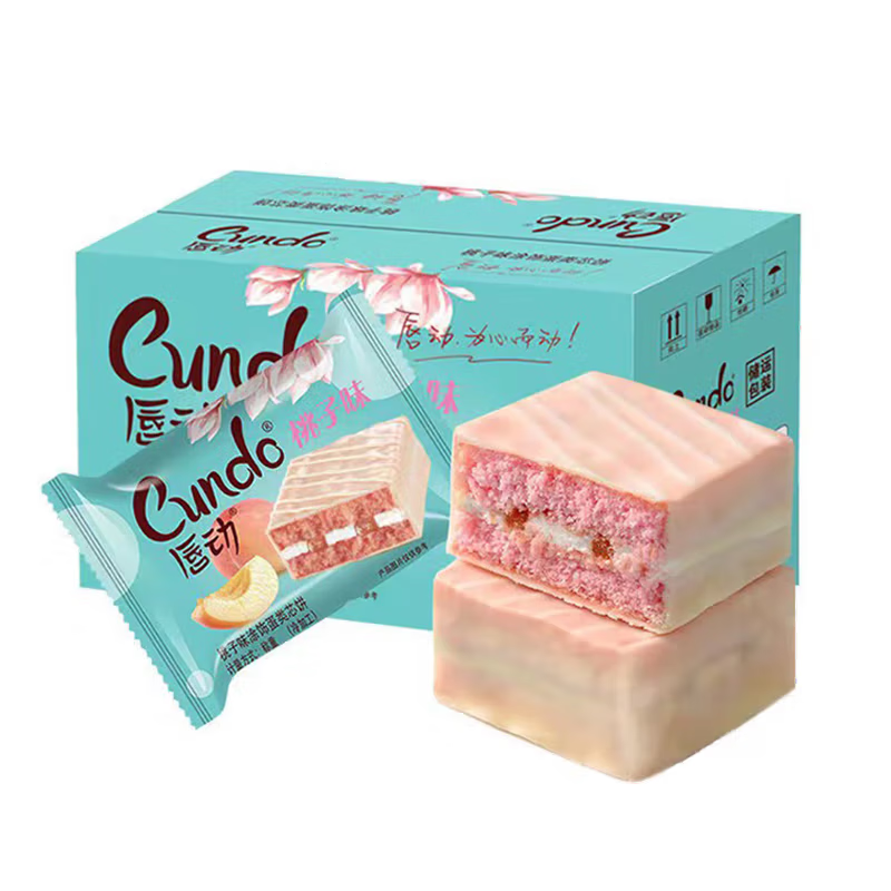 唇动桃子味涂层蛋糕夹心面包奶油蛋糕点网红小吃零食早餐散装简装