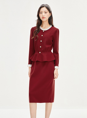 珂莱商场同款26春新玫瑰边千金风羊毛闪葱针织衫半身裙 KZ03788P7