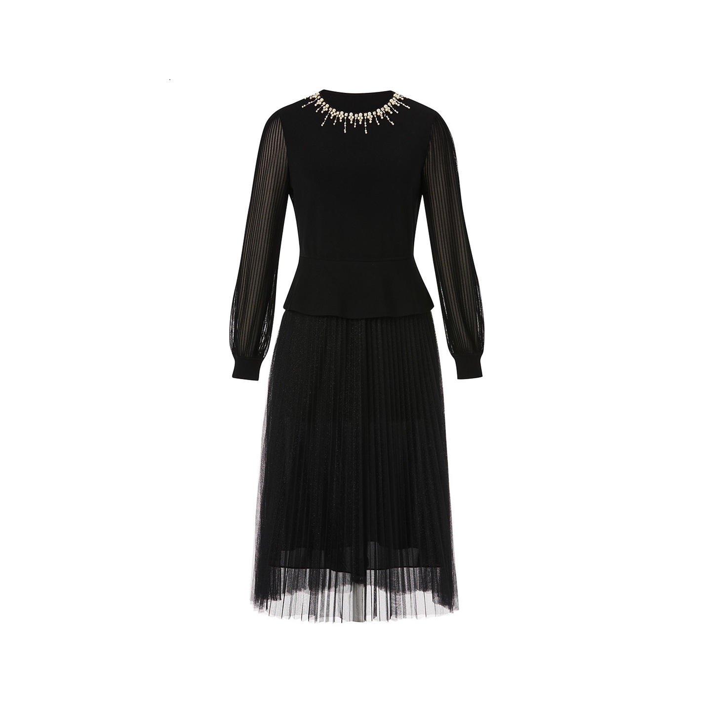 珂莱2025秋新款气质假两件连衣裙