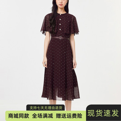 珂莱同款25夏新款复古波点连衣裙