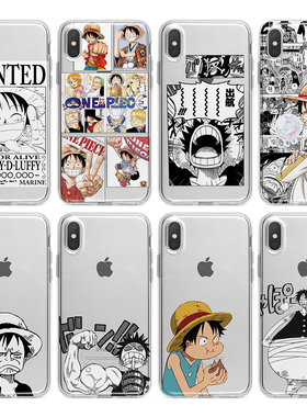 手机壳海贼王路飞适用苹果14/13/12/11华为P40/P60荣耀90VIVO小米13红米K40/K60三星s10OPPORENO9透明硅胶软