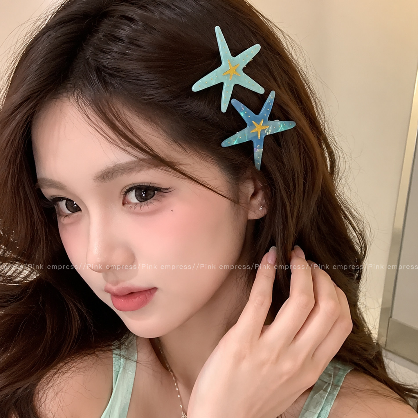 luckyrose海星发夹边夹一字夹