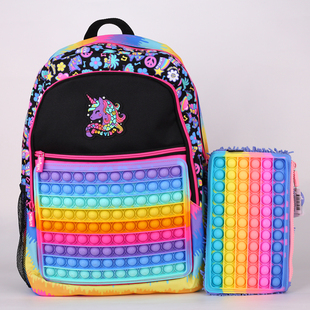 澳洲smiggle小学生减压大容量轻便双肩背书包减压按压笔袋