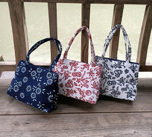 乌镇特产纯棉蓝印花布包包特色民族风手拎包妈妈包麻将包买菜包