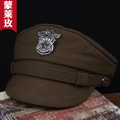 哈雷机车风帅气男士帆布骑行帽