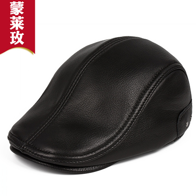 鸭舌帽户外休闲男士冬季头层羊皮